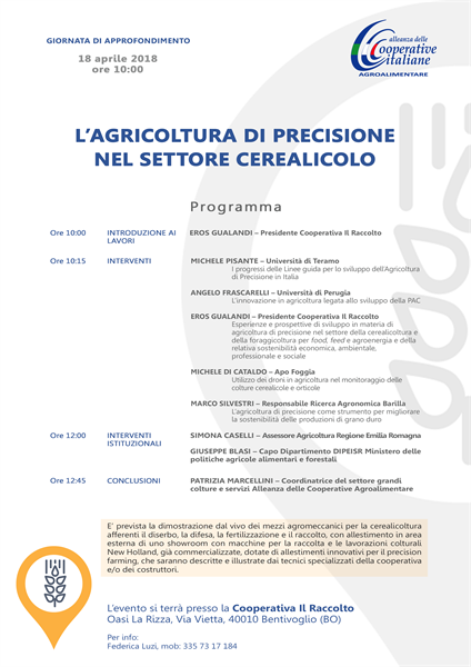 Programma evento Agricoltura di precisione 18 aprile 2018