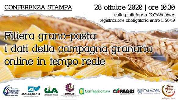 Filiera grano-pasta, il 28 ottobre presentazione dei dati della campagna granaria online in tempo reale