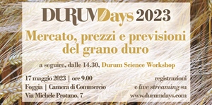 Cereali, a Foggia il 17 maggio le prime previsioni sulla campagna di grano duro nel consueto appuntamento dei “Durum Days”