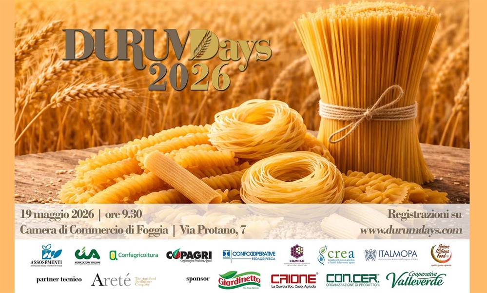 Grano Duro, il 19 maggio a Foggia le prime previsioni sulla produzione attesa in Italia e nel mondo